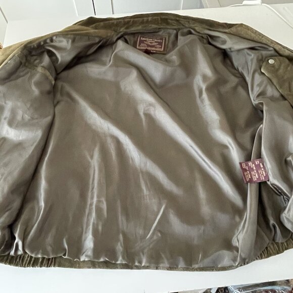 Vintage Colebrook Olive Green Suede Leather Bomber Harrington Jacket Mens XL - Picture 8 of 16